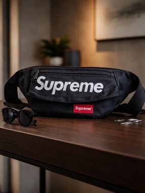 Supreme Black Logo Waist Bag
